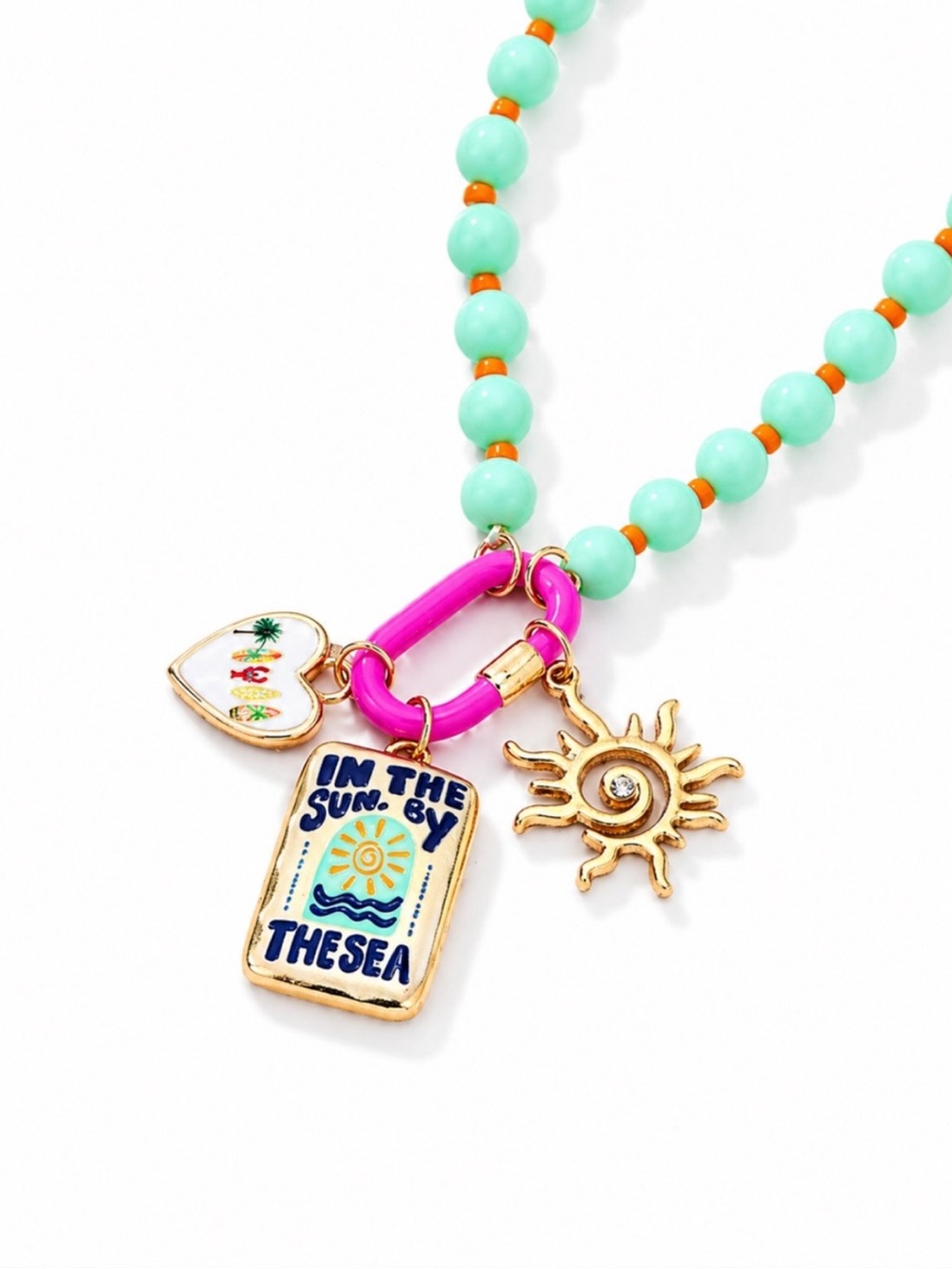 New! Coastal Green In The Sun Carabiner Charm Necklace (4012) NWOT - Picture 2 of 3